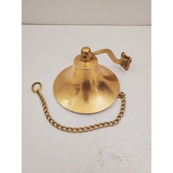 Large Vintage Brass Dinner Bell Wall Mount Decor - Brass Bell , Brass Bell - Picture 3 of 10